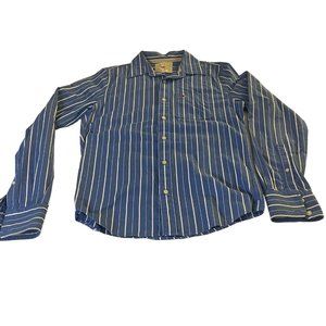 Vintage Hollister Men's Button Down Shirt Blue Striped Long Sleeve Size M